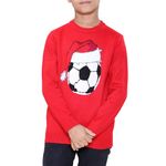 NOROZE Boys Girls Unisex Kids Merry Christmas Football Soccer Ball Red Nose Rudolph Reindeer Moose Santa Tour Bus Muffler Scarf Pom Polar Bear Snowflake Jumpers Sweater (11-12 Years, Football Red)