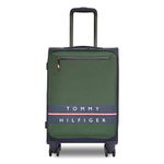 Tommy Hilfiger Lewiston Unisex Polyester Luggage - Dark Green+Navy, 60Cm Cabin With Hardshell 8 Wheel Inline Trolley Bag, 59.5 cms, Small, Multicolor