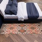 HOMA DORN Handmade Sustainable Printed Modern Dhurrie/Rugs/Carpet for Living Room/Drawing Room/Bedside Runner for Enhanced Decor