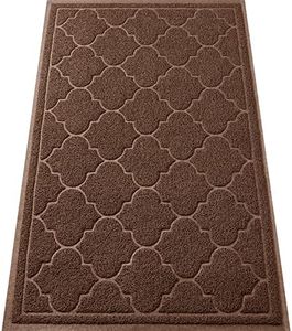LuxStep Door Mat Large 17"x30"Indoor Outdoor Doormat, Non-Slip Low-Profile Design Floor Mat, Durable Trap Dirt and Dust Front Door Welcome Mat for Entryway,Patio,Garage, Coffee