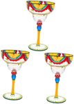 Gadpiparty 3pcs Wine Glass Margarita Cups Large Glass Margarita Cup Martini Glasses Margarita Glass Margarita Basket Mexican Drinking Glasses Decor Mexico Painted