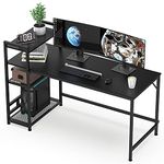 HOMIDEC Desk, 140x60cm Computer Desk with Bookshelf, 110cm Height Study Computer Laptop Table with 4 Tier DIY Storage Shelves Writing Table for Home Office Bedroom