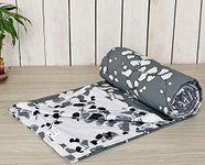 Trance Home Linen® Pure Malmal Cotton Multipurpose Baby Dohar | 3-Layered Baby Swaddle | Soft -Lightweight Baby Blanket | Crib Blanket (Age : 0-6 Months - 100cm x 70 cm - Grey White Abstract Leaves)