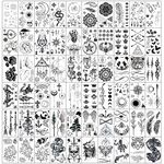 Esland 330+ Realistic Black Temporary Tattoos for Adults, 60 Pcs Vintage Skeleton Snake Tattoo Designs, Crowns, Arrows, Sun Moon Stars, Line Flowers, Butterfly, Feather, Infinite Love Tattoo Stickers