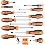 13-Pieces Magnetic Screwdrivers Set, 6 Phillips and 6 Flat Head Tips,Chrome Vanadium Steel,Screwdriver Set with Magnetizer demagnetizer Tool