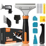 Caulking Tool Kit Silicone Sealant Remover Grout Removal Tool with 4 Multi Angle Smoothing Tool, Stainless Steel Scraper Sealant Finishing Tool for Bathroom Kitchen Tile Joints Window Sink - Orange