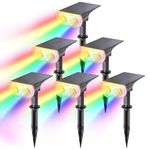 Linkind StarRay Solar Spot Lights Outdoor Color Changing, IP67 Solar Lights Outdoor Waterproof, 30% Conversion Rate Multicolor Solar Landscape Spotlights for Pathway, Patio, Gate, 6 Pack