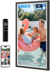 Arktronic 32 Inch FHD Extra Large Digital Picture Frame Touchscreen, 64GB FHD IPS WiFi Digital Photo Frame Remote, Share Photo/Video via Apps, Email, Auto-Rotate, Black Wood Pattern