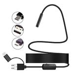 KZLYNN Endoscope Camera boroscope Snake Flexible IP67 Waterproof Camera 3 in 1 Type C USB, V Type Port & 6 led Light with 2 mtr Length Cable for Android pc and Note Book(App USB Camera)