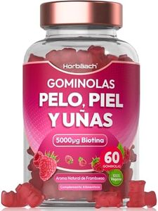 Gominolas para el Pelo Piel y Uñas | Biotina 5000 mcg + C, E y más | 60 Gummies | Hair Skin Nails Vitaminas Veganas | by Horbaach