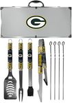 NFL Siskiyou Sports Fan Shop Green Bay Packers Steel Tailgater BBQ Set w/Case 8 piece Gray