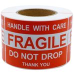 Coopaty 4 x 6 Fragile Stickers, Handle with Care Moving Labels, Permanent Adhesive Thank You/Do Not Drop Warning Shipping Labels(1 Rolls,500 Labels)