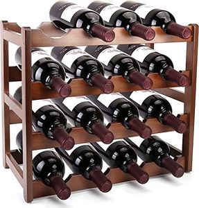 Mofish Stackable Modular Bamboo Wine Rack, Nature Bamboo Wine Display Rack, Small Space Wine Bottles Holder Free Standing Storage Shelves for Kitchen, Pantry, Cellar, Bar (4 Tier)