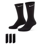 Nike Unisex's U NK EVERYDAY CUSH CREW 3PR Socks, Black/(White), L