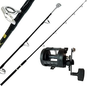 kit combo per la pesca in mare a traina costiera con canna da pesca e carrucola + mulello rotante con guidafilo frizione stella