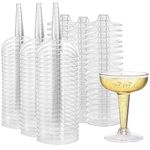 Hacaroa 75 Pack Plastic Champagne Coupe, 4 Oz Champagne Glasses Cocktail Glasses, Disposable Party Stem Cups Dessert Cups for Martini, Margarita, Birthday, Wedding