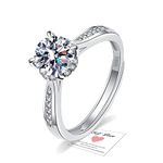 Moissanite Engagement Rings for Her, Sterling Silver Rings Adjustable Promise Ring Wedding Ring Diamond Ring for Girls, Silver Moissanite Rings for Women Anniversary Jewellery Gifts