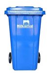 OMDEE TRADING Polyethylene Nilkamal Dustbin 120 Liter With Color Options, Wheels, and Lid - Extra Large Size for Outdoor Garbage (Blue) Manual-Lift