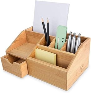 Thingles | Organizer Scrivania Bamboo – Portaoggetti Multifunzionale ed Elegante con Più Scomparti – Disponibile in 3 Dimensioni – Realizzato in Legno di Bambù – Dimensioni 11x24x25 cm
