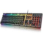 TECURS Gaming Keyboard Wired, RGB Backlit, Customizable Actuation, Anti Ghosting Silent Keyboard, 105 Keys Full Size Ergonomic Waterproof Keyboard for PC Gamers, QWERTY Layout