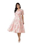 Stylum Women's Pestal Pink Floral Printed Cotton Flared Dress (DRSPINKKINNU_Baby Pink) (in, Alpha, 3XL, Plus)