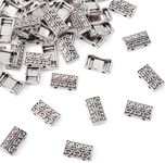 Fashewelry 50Pcs Antique Silver 2 Holes Multi-Strand Rectangle Slide Links Tibetan Metal Separator Connectors 14x8mm for Multilayer Bracelet Jewelry Making