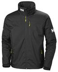 Helly Hansen Men's Crew Hooded Midlayer Fleece Lined Waterproof Windproof Breathable Rain Coat Jacket, 990 Black, Large