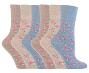 NEW: 6 Pairs Ladies Gentle Grip No Elastic Socks 4-8 uk, 37-42 eur (GG46)