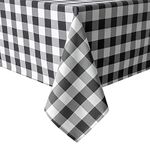 Hiasan Checkered Square Tablecloth - Stain Resistant, Waterproof and Wrinkle Resistant Washable Table Cloth for Dining Room, 60 x 60 Inch, Black and White Gingham Pattern