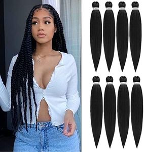 ROSDINA Pre-stretched Braiding Hair - 30 Inch 8 Packs Natural Black Super Long Braiding Hair For Twist or Box Braids, Yaki Texture Hot Water Setting Synthetic Braiding Hair Extensions (30 Inch, 1B-8P)