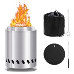Smokeless Table Top Fire Pit, 2025 Portable Tabletop Fire Pits for Garden & Outdoor Use - Stainless Steel Small Fire Bowl Camping Stove with Travel Bag, Airflow Rack, Fork, Hook,and Heat-resistant Mat