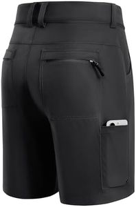 FitsT4 Sports Men’s Cargo Hiking Shorts 7 Inch Stretch Water Resistant Quick Dry Lightweight Outdoor Tactical Shorts,Black,L