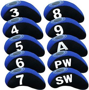 Golf Club Covers Set for Irons Neoprene Iron Head Cover Club Protector 11Pcs with/Without Top Window for Men Women (Blue(with Top Window))