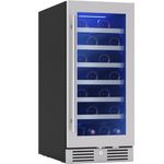 Zephyr Presrv 15" Slim Wine Fridge Single Zone Under Counter - Narrow Mini Wine Cooler Cellars Small Cabinet Wine Refrigerator Home Bar Chiller Freestanding with Glass Door - 27 x 750ml Bottles