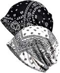 Qunson Women's Printed Baggy Slouchy Beanie Chemo Hat Cap Pack of 2