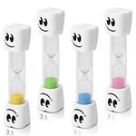 TeacherFav 2 Minute Toothbrush Sand Timer for Kids -Set of 4 Small Blue, Pink, Yellow and Green Smiley Hour Glass