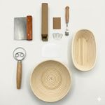 BREADYCO Bread Proofing Basket Set, 6 pcs Sourdough Kit with Round & Oval Proofing Basket, Dough Whisk, Bread Lame, Scrapers, Liners & Bread Baking Tools, 100% Natural Rattan Baking Kit
