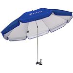 AMMSUN XL Chair Umbrella with Universal Clamp 52 inches and 360-degree Swivel UPF 50+, Portable Clamp on Camping or Beach Chair, Stroller, Wheelchair, Blue, Large-sized