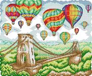 Awesocrafts Cross Stitch Stamped Kits Hot Air Balloon on The Bridge Easy Patterns Cross Stitching Embroidery Needlework Kit Supplies