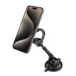 Spigen Dashboard & Windshield Car Mobile Holder [Super Strong Magnet] [MagSafe Ring Included][Works as Desk Mount] for iPhone 16/15/14/13/12, Samsung Galaxy Series and More - Black
