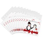 3dRose gc_155255_2 6 x 6-Inch "Red Hearts Happy Anniversary Penguin Wedding Couple" Greeting Card (Set of 12)