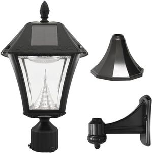 Gama Sonic GS-105FPW-BW Baytown II, Outdoor Solar Light and 3" Pole Pier & Wall Mount Kits, Lamp Only, Bright White LED, Black