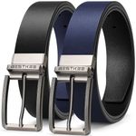 BESTKEE Mens Reversible Leather Belt, Leather Belts for men 1.3" Wide with Rotated Buckle, Great for Jeans,Casual & Business Work