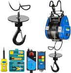 Mxmoonant 2 in 1 Fast Electric Hoist 550lb/250kg, 49ft/15m Lifting Height, Pendant & Remote Control, 19m/min Quick Speed, Double Hook for Garage, Repair Shops, Constructions, Workshops