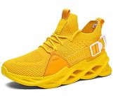 Men's Trainers Athletic Shoes Breathable Walking Tennis Running Shoes Slip Casual Fashion Sneakers (Yellow,9.5)