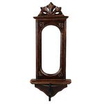 Crafty Essentials Jharokha Mirror Reflection Candle Holder Home Decor Items Wall Mirror for Living Room Decorative Items Entry Door Decoration 17x7 Inch Brown