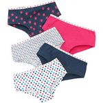 Just Essentials Girls Back to School 5 Pack Cotton Star Print Hipster Briefs UK Seller - Navy-Pink - 13 Years