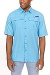 Swiss Alps Mens Short Sleeve Lightweight Breathable Outdoor Fishing Shirt Alaskan-Blue X-Large