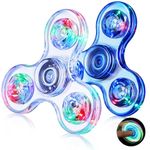 Gigilli Fidget Spinners 2 Pack, LED Light up Fidget Toys for Kids & Adults, Crystal Hand Spinner Glow in the Dark Fidget Toys, Birthday Classroom Prizes for Kids 4-8-12,Stress Relief Anti-Anxiety