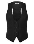 GRACE KARIN Women's Dressy Versatile Racerback Vest Womens Waistcoat Formal Suit Vest Womens Tuxedo Vest for Women Vintage Fashion Vests Black M